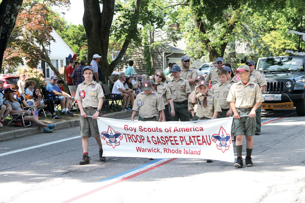 ALWAYS PREPARED: Gaspee Troop 11 was cheered as it marched down Narragansett Parkway for the 53rd annual Gaspee Days parade.